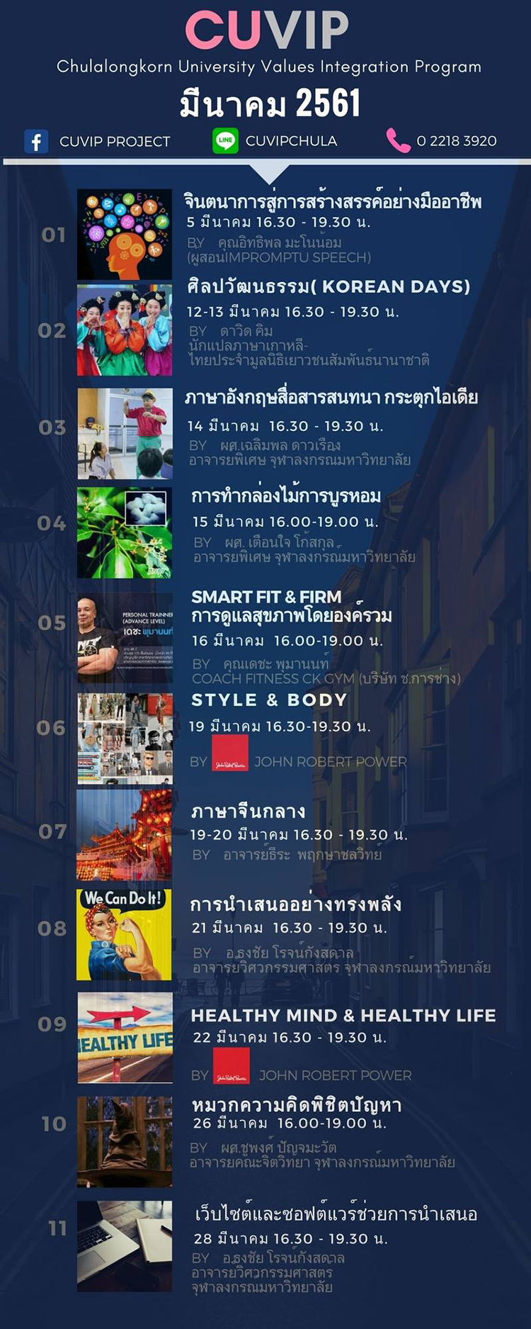 กิจกรรมดีๆ ใน “โครงการ CUVIP” มีนาคม 2561