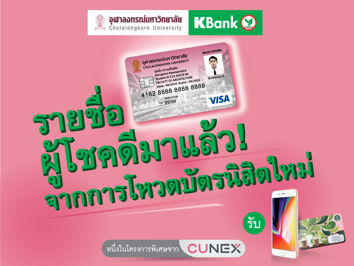 ประกาศผู้โชคดีจากกิจกรรมโหวตบัตรนิสิตใหม่