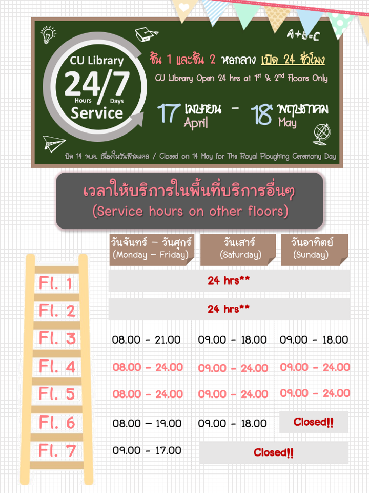 CU Library เปิดให้บริการ 24 ชั่วโมง
