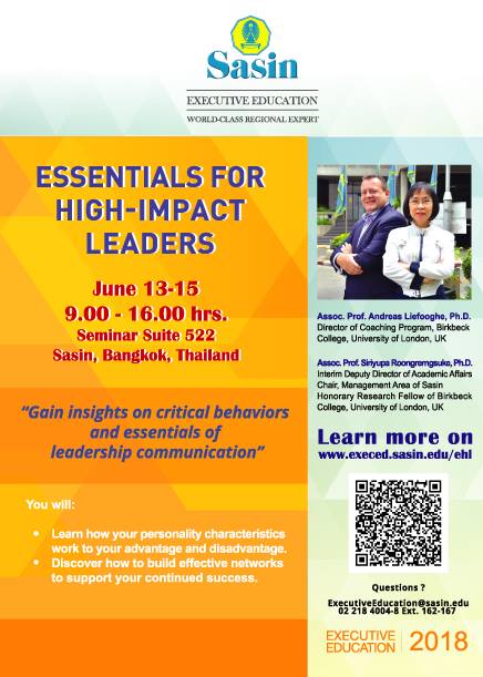 Applications Open for Sasin’s Essentials for High-Impact Leaders Seminar