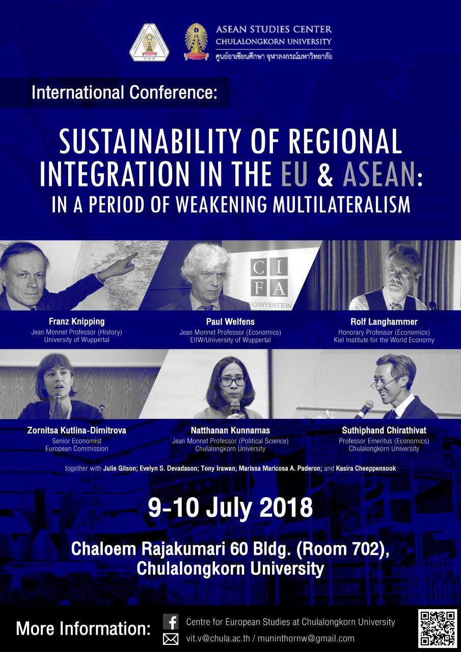 การประชุมวิชาการระดับนานาชาติ “Sustainability of Regional Integration in the EU and ASEAN: In a Period of Weakening Multilateralism”
