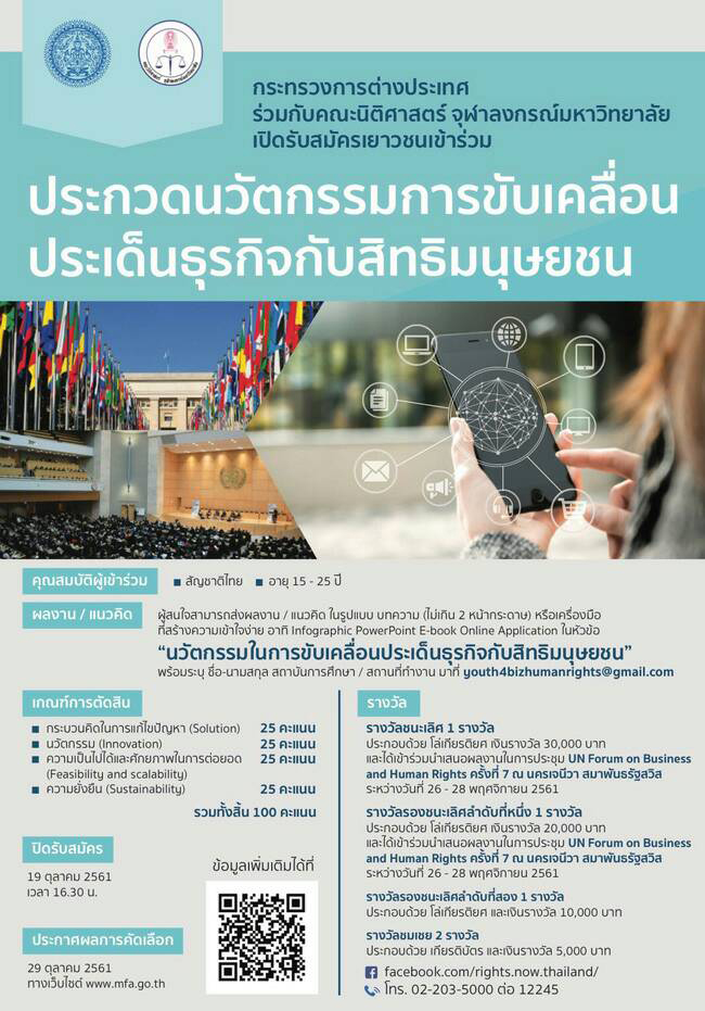 การประกวด “นวัตกรรมการขับเคลื่อนประเด็นธุรกิจกับสิทธิมนุษยชน”