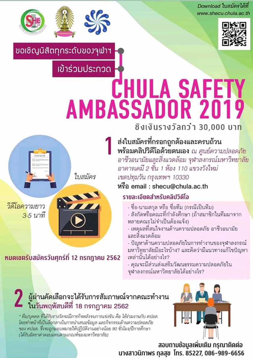 ประกวด Chula Safety Ambassador 2019