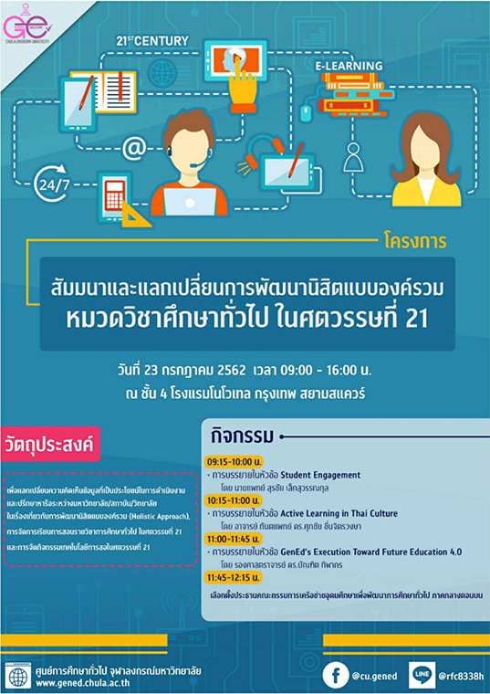 สัมมนาและแลกเปลี่ยนการพัฒนานิสิตแบบองค์รวม  หมวดวิชาศึกษาทั่วไป ในศตวรรษที่ 21