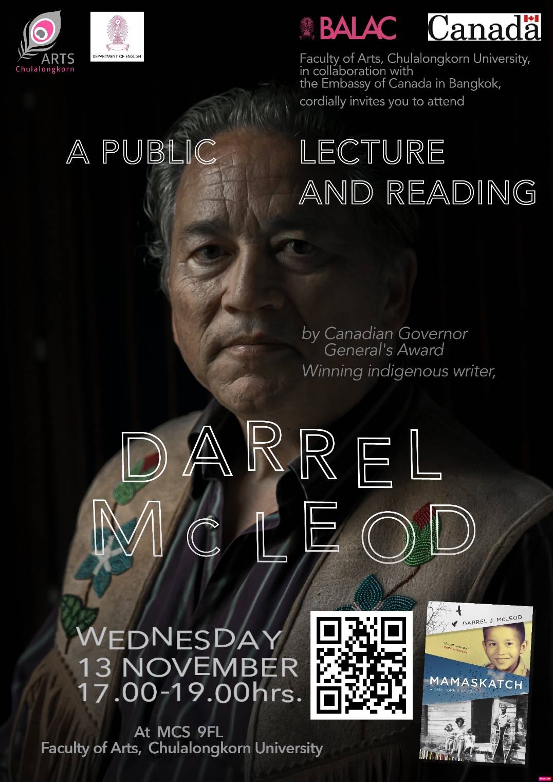 BALAC เชิญฟังการบรรยายโดย Darrel J. McLeod นักเขียนชื่อดังชาวแคนาดา