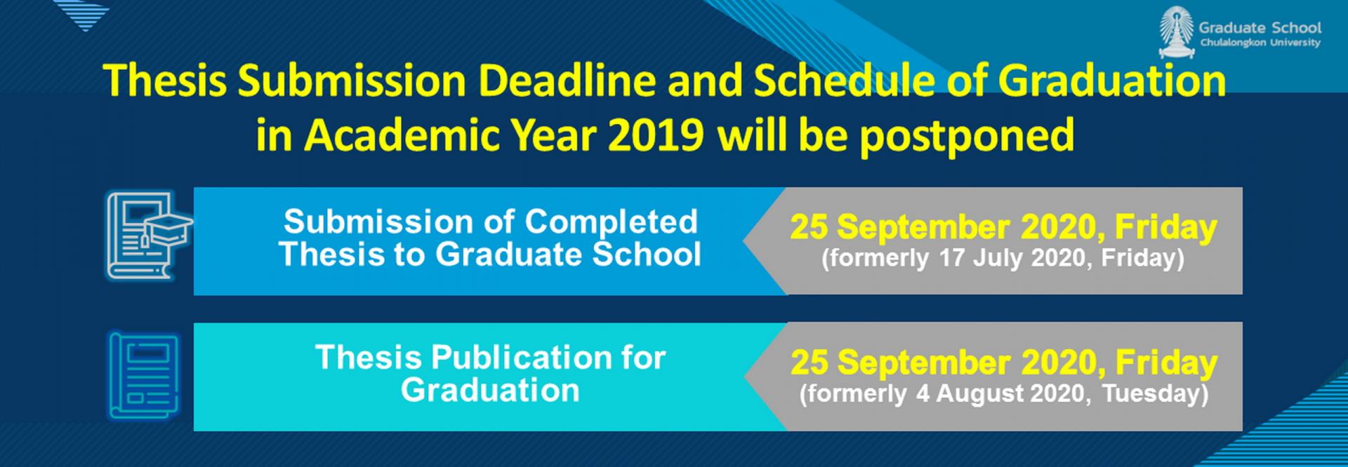 Postponement of Deadline to Submit Completed Thesis and Graduation Schedule for Academic Year 2019