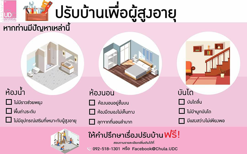 Chula UDC ให้คำปรึกษาฟรีทางออนไลน์ “การปรับปรุงบ้านสำหรับผู้สูงอายุ”