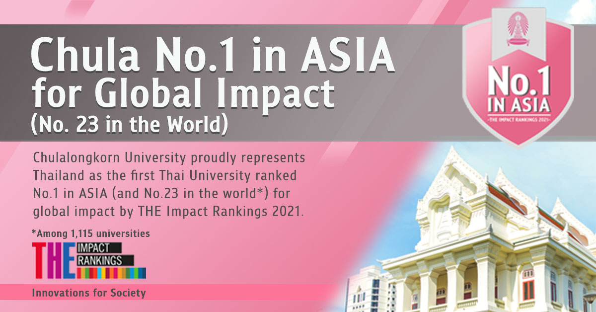 Chula Proudly Represents Thailand as a University for Sustainability No.1 in ASIA, No. 23rd in the World