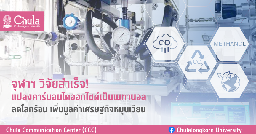 จุฬาฯ วิจัยสำเร็จ! แปลงคาร์บอนไดออกไซด์เป็นเมทานอลลดโลกร้อน เพิ่มมูลค่าเศรษฐกิจหมุนเวียน