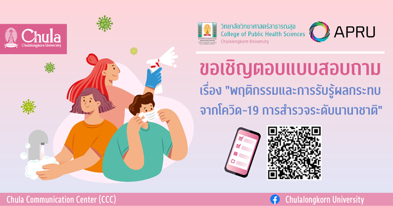ร่วมตอบแบบสอบถาม “พฤติกรรมและการรับรู้ผลกระทบจากโรคโคโรน่าไวรัส (โควิด-19) การสำรวจระดับนานาชาติ”