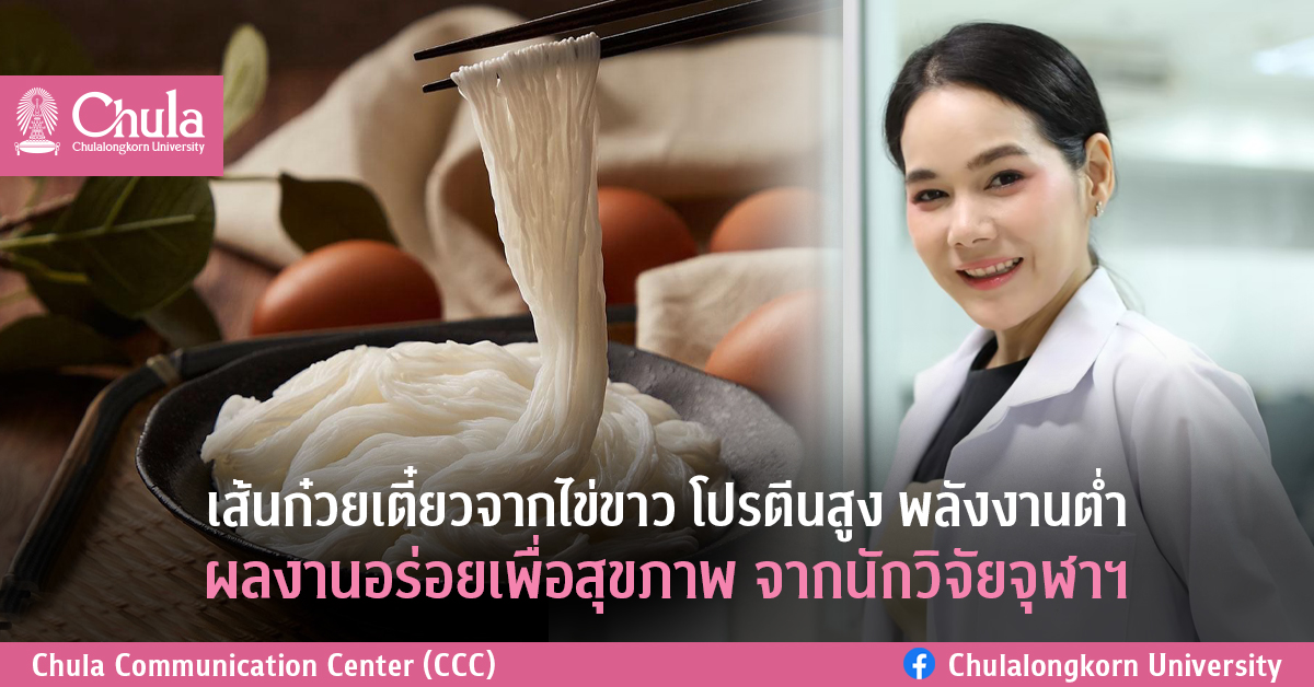 เส้นก๋วยเตี๋ยวจากไข่ขาว โปรตีนสูง พลังงานต่ำ ผลงานอร่อยเพื่อสุขภาพ จากนักวิจัยจุฬาฯ