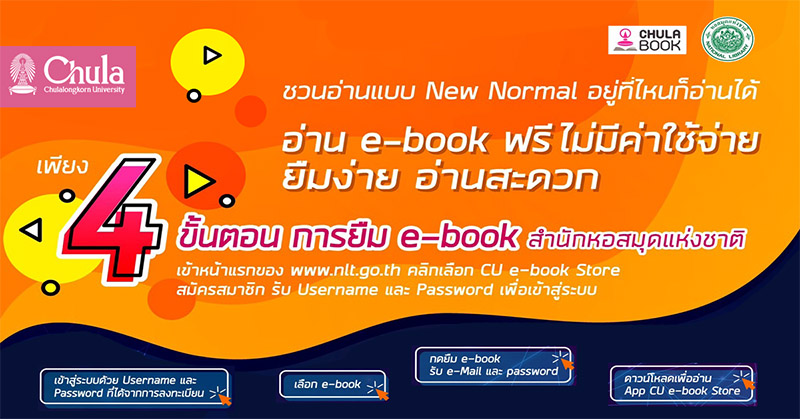 สำนักหอสมุดแห่งชาติร่วมกับศูนย์หนังสือจุฬาฯ ชวนอ่าน E-Book ฟรี ยืมง่าย อ่านสะดวก