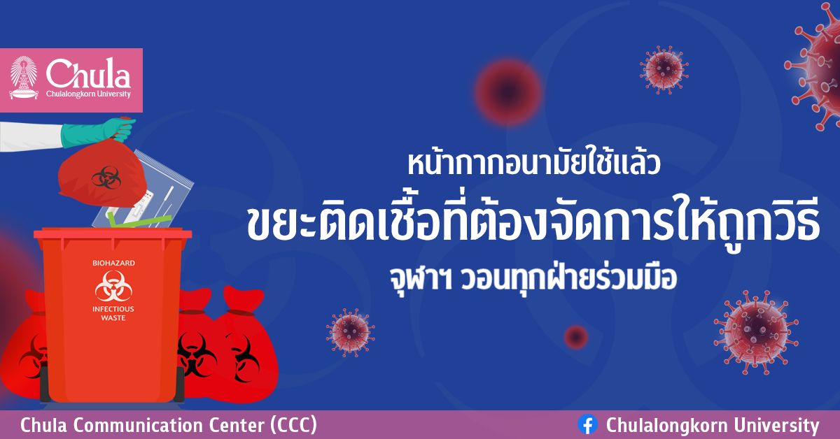 หน้ากากอนามัยใช้แล้ว การกำจัดขยะติดเชื้อที่ต้องจัดการให้ถูกวิธี จุฬาฯ วอนทุกฝ่ายร่วมมือ