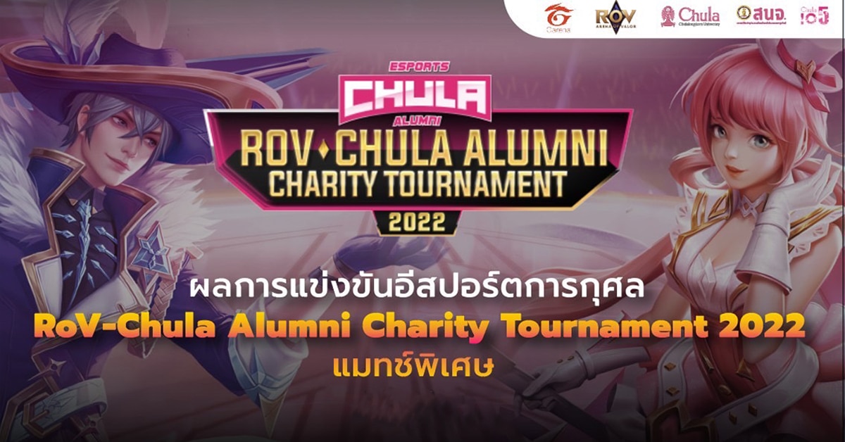 ผลการแข่งขันอีสปอร์ต การกุศล RoV 105 ปี จุฬาฯ สนจ.เชิญชวนสมัครร่วมการแข่งขันประเภท CU OPEN