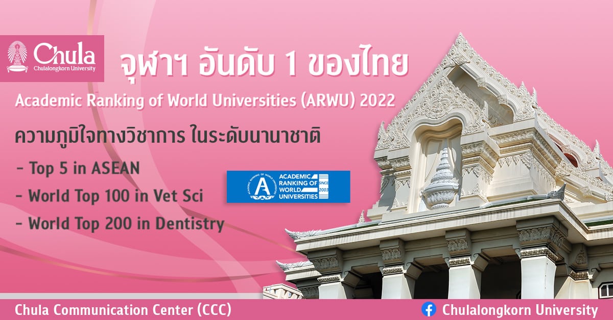 จุฬาฯ อันดับ 1 ของไทย  ARWU 2022