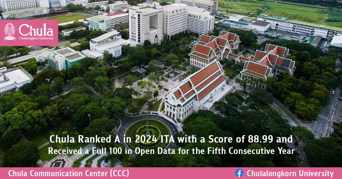 Chula Ranked A in 2024 ITA with a Score of 88.99 and Received a Full 100 in Open Data for the Fifth Consecutive Year 