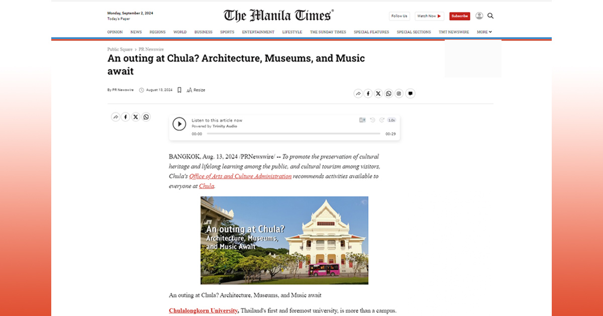 [The Manila Times] An Outing at Chula? Architecture, Museums, and Music await