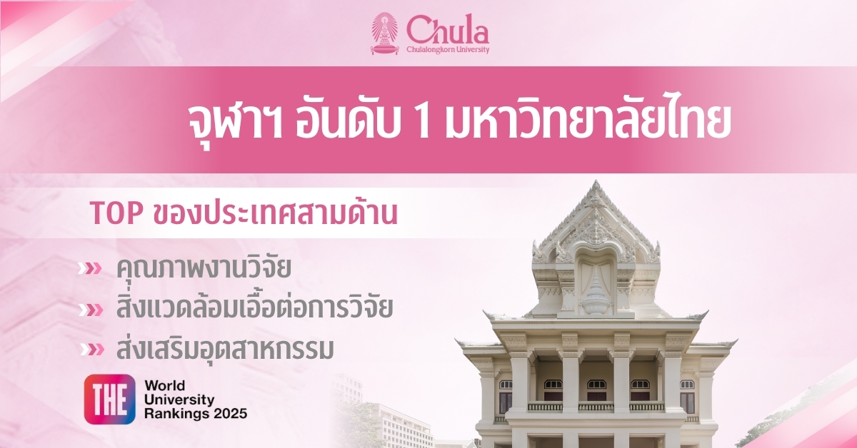 จุฬาฯ อันดับ 1 มหาวิทยาลัยไทย TOP ของประเทศ 3 ด้าน โดย THE WUR 2025