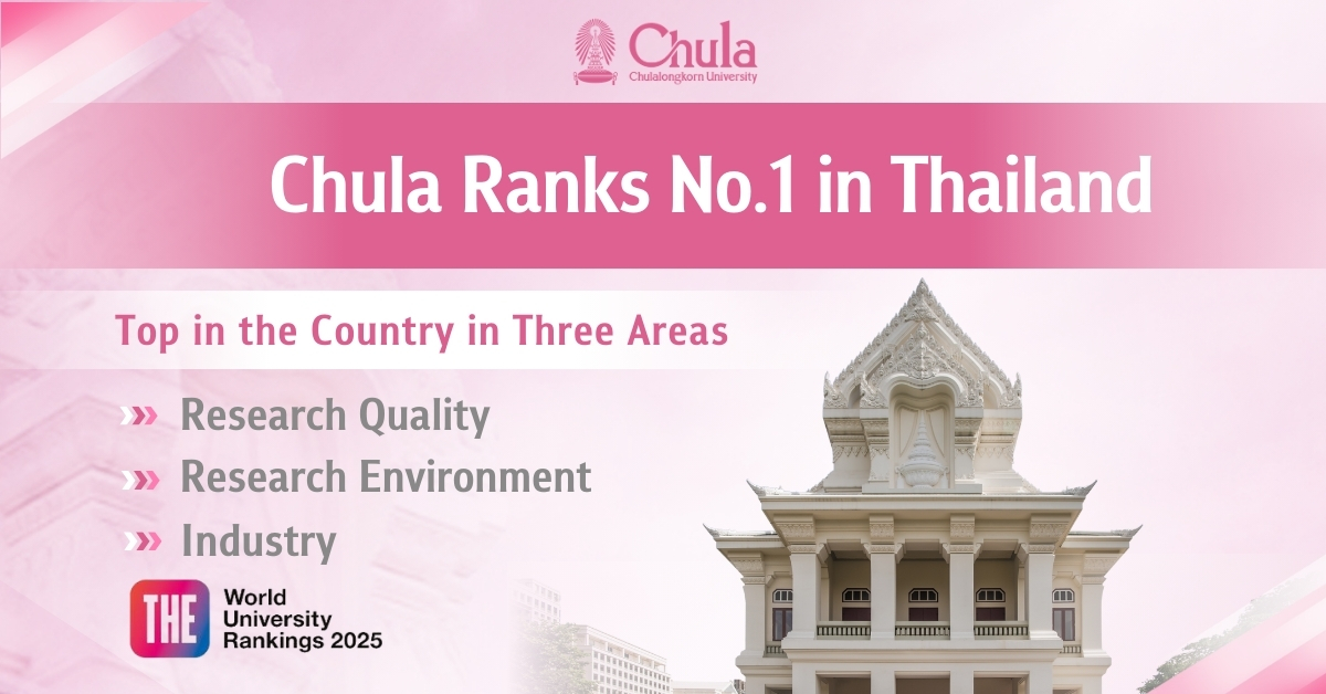 Chula Ranks No.1 in Thailand and Top in the Country in Three Areas by THE WUR 2025 