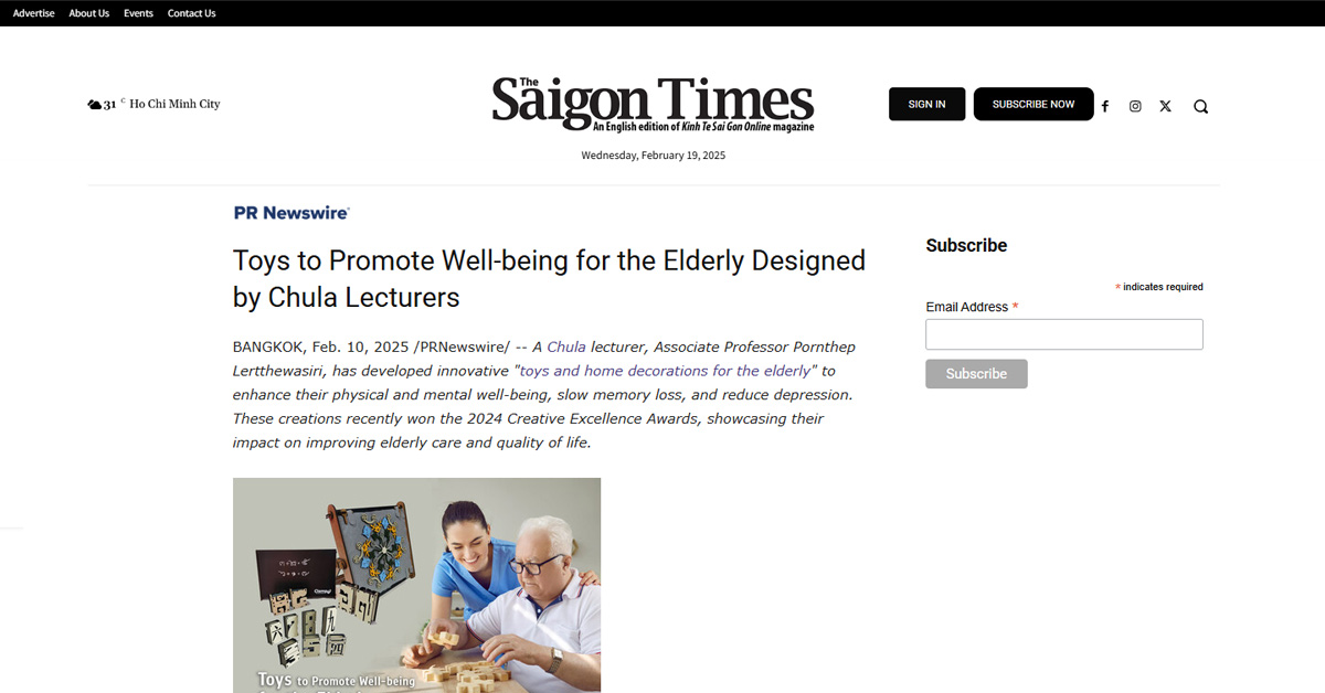 [The Saigon Times] Toys to Promote Well-being for the Elderly Designed by Chula Lecturers