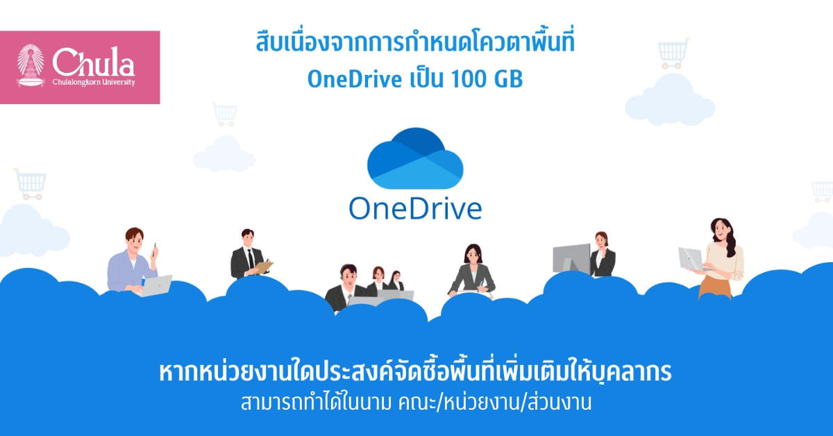หน่วยงานจุฬาฯ สามารถจัดซื้อพื้นที่ OneDrive เพิ่มเติมให้บุคลากรจุฬาฯ ได้แล้ว