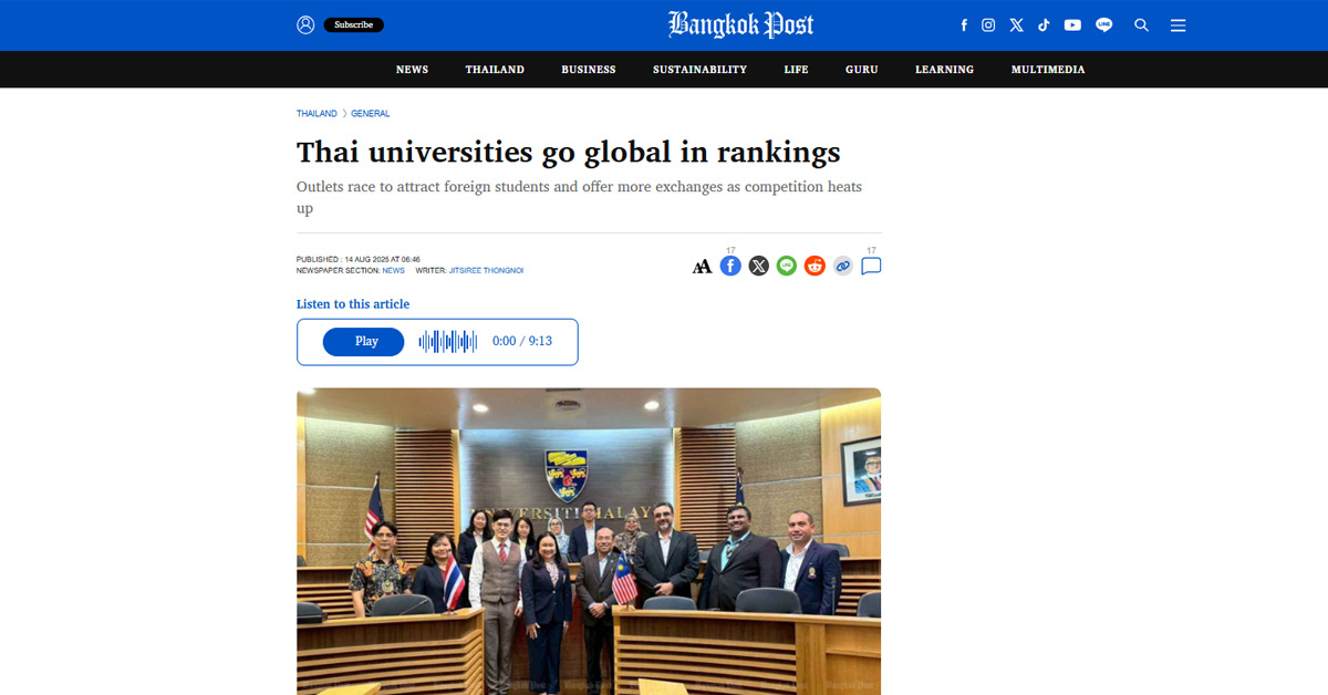 [Bangkok Post] Thai Universities Go Global in Rankings