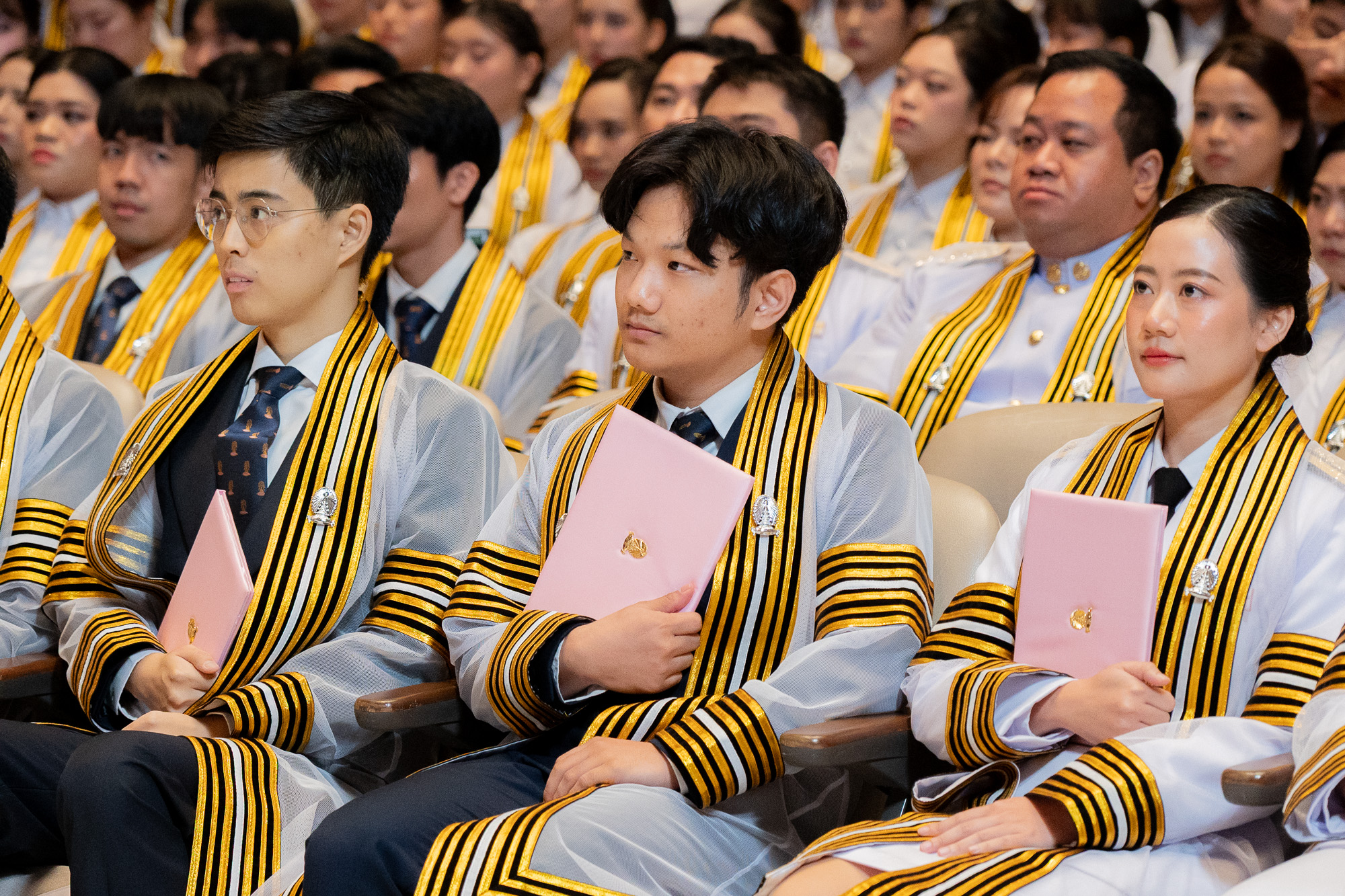 Her Royal Highness Princess Maha Chakri Sirindhorn, representing His Majesty the King, confers degrees upon graduates of Chulalongkorn University for the 2024 academic year on the second day of the ceremony 