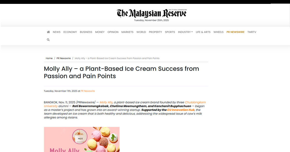 [The Malaysian Reserve] Molly Ally – a Plant-Based Ice Cream Success from Passion and Pain Points