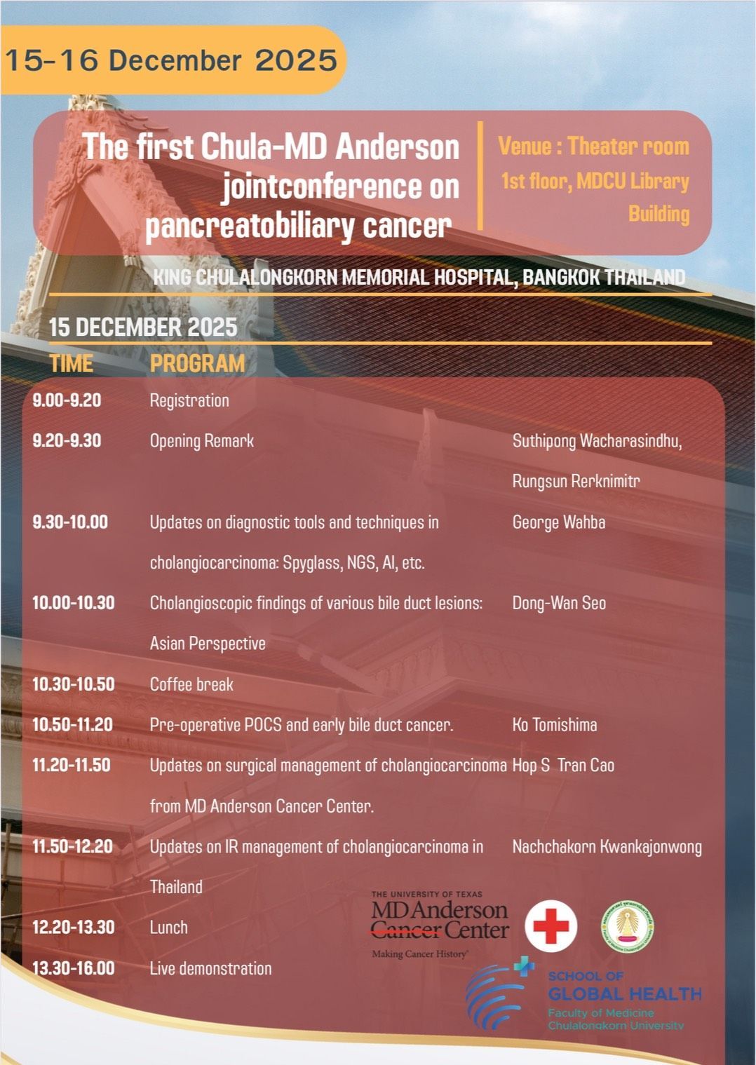Chula and MD Anderson Announce Free Pancreatobiliary Cancer Conference 