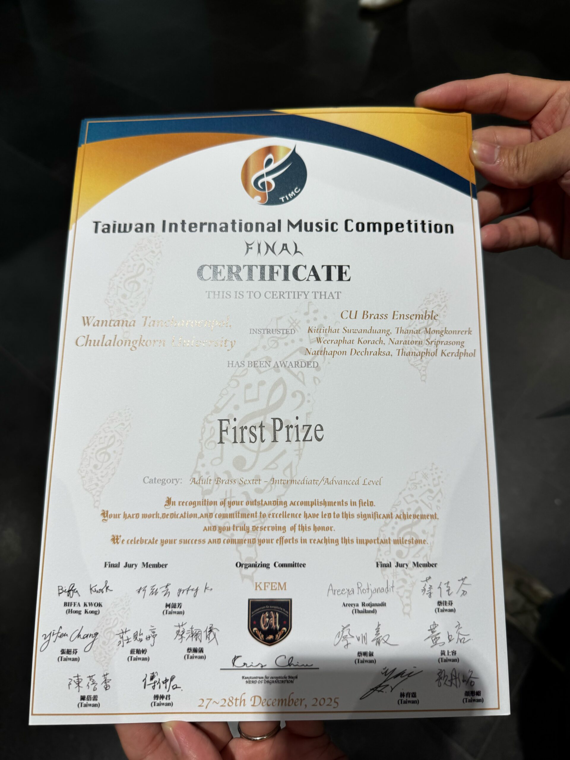 CU Brass Ensemble Claims First Prize at International Music Competition in Taiwan