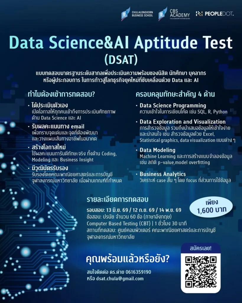 บัฐชีจุฬาฯ เปิดสอบ DSAT