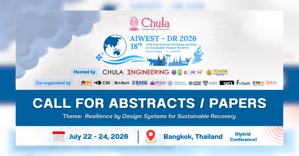 Call for Abstracts and Papers Opens for AIWEST-DR 2026  on Sustainable Disaster Recovery 
