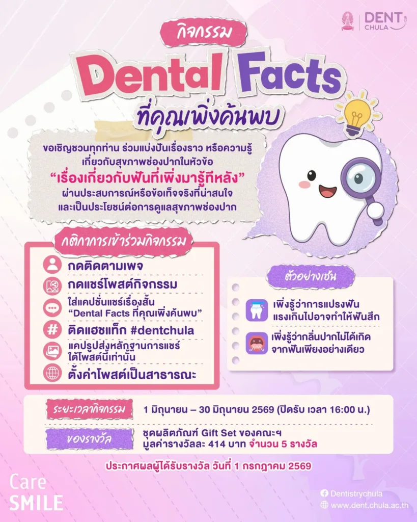 ประชาสัมพันธ์กิจกรรม Dental Facts ที่คุณเพิ่งค้นพบ